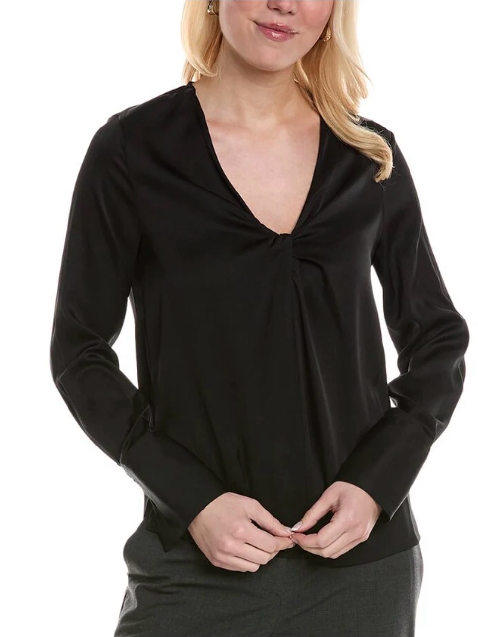 Nwot Women’s Hugo Boss Bidinta Silk-Blend Blouse Black Size 4